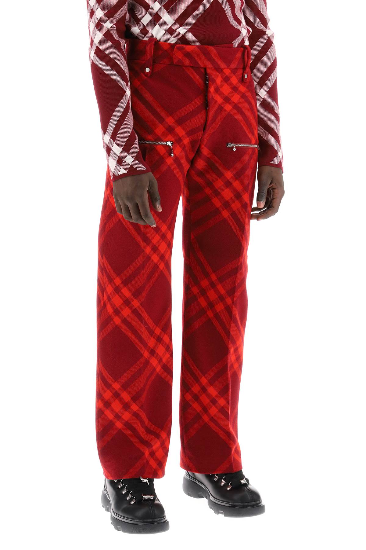 BURBERRY Checked Embroidered Wool Pants for Men