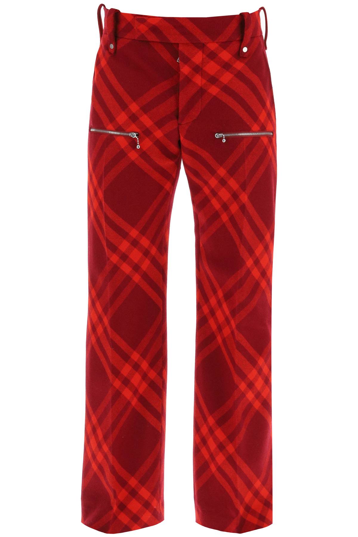 BURBERRY Checked Embroidered Wool Pants for Men