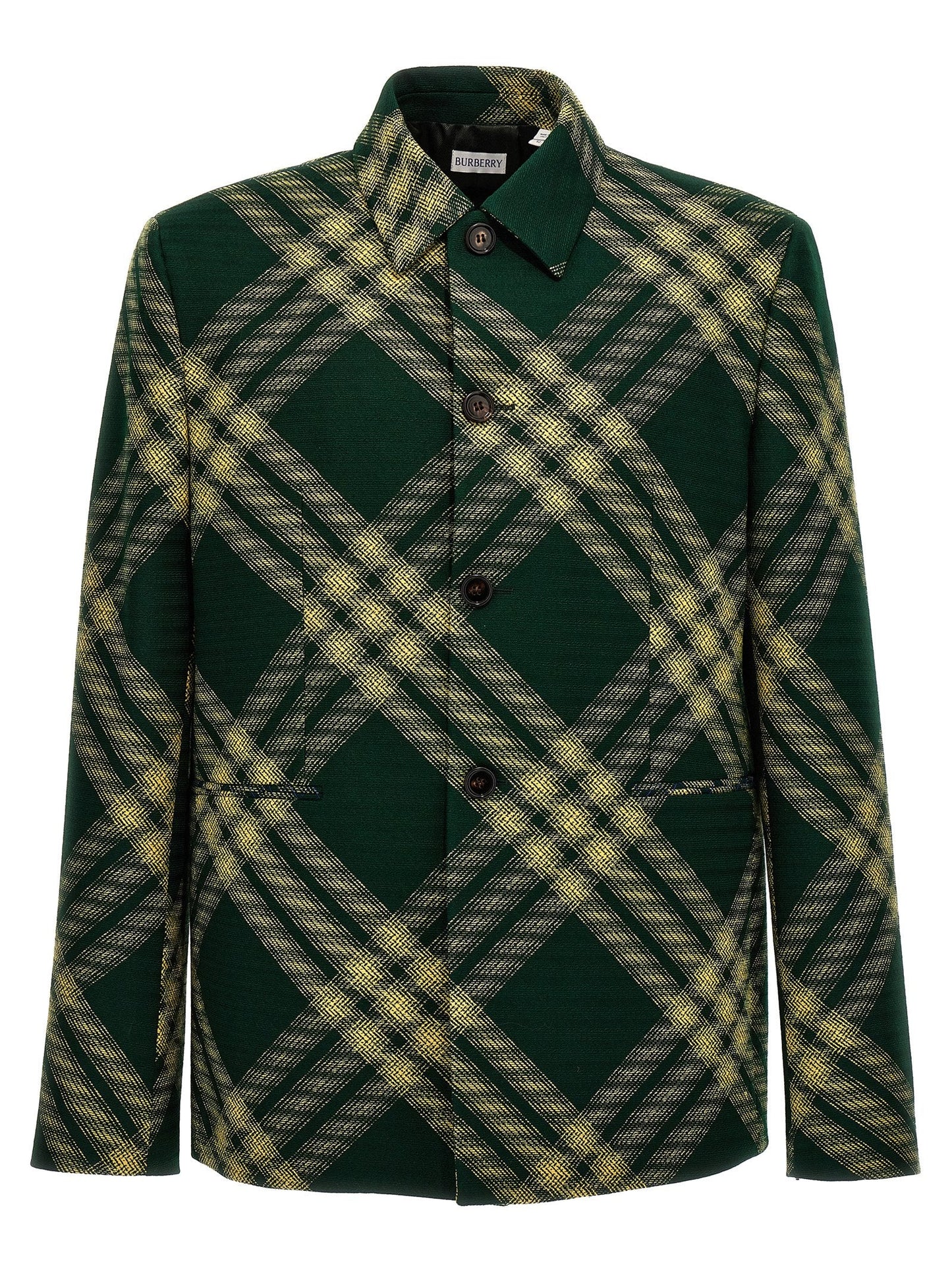 Burberry Men Check Wool Tailored Blazer
