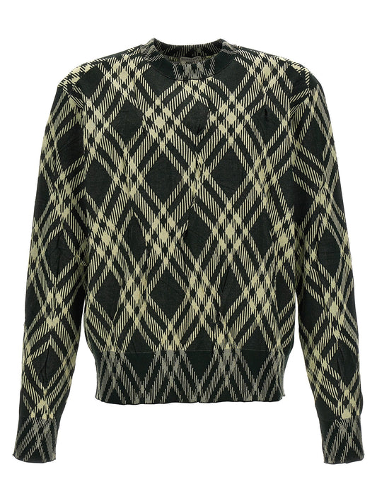 Burberry Men Check Crinkled Sweater