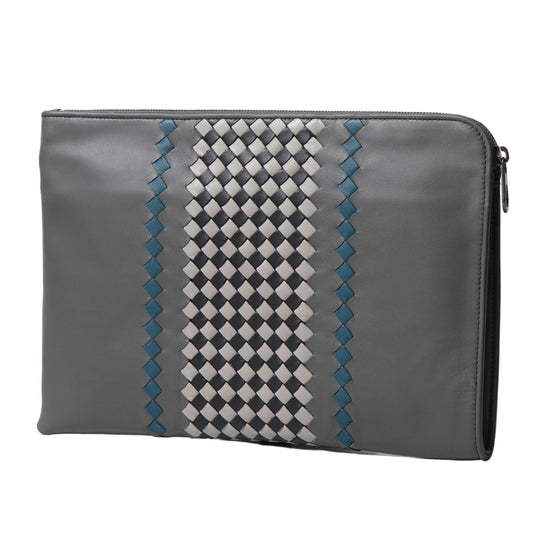 Bottega Veneta Men's Intrecciato Leather Clutch Bag ONE SIZE Grey
