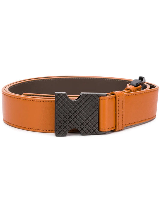 Bottega Veneta Cintura Leather Belt with Quick-Release Buckle 100 Orange,Brown