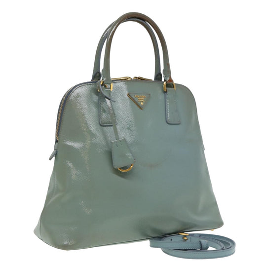 PRADA Hand Bag Safiano leather 2way Blue  80864