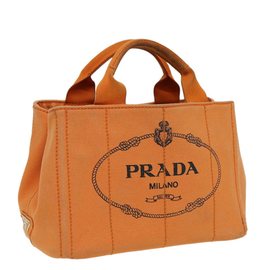 PRADA Canapa PM Hand Bag Canvas Orange  80872