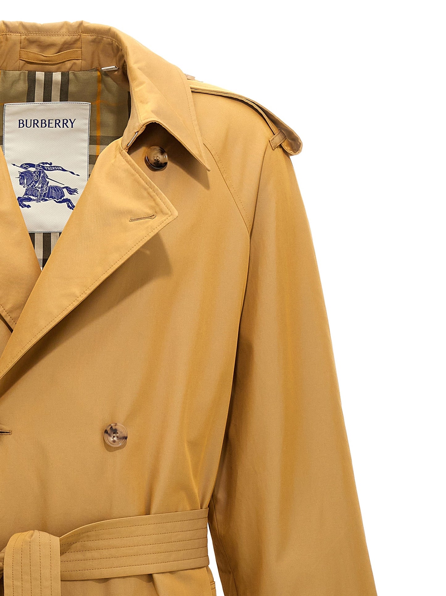 Burberry Men Double-Breasted Long Trench Coat