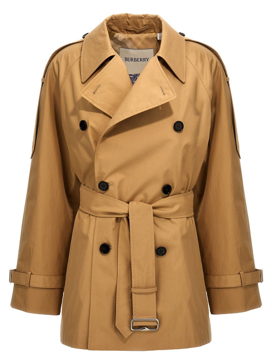 Burberry Women Double-Breasted Short Trench Coat