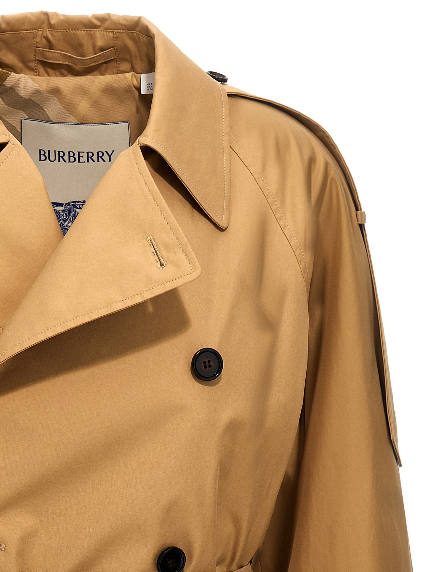 Burberry Women Double-Breasted Short Trench Coat