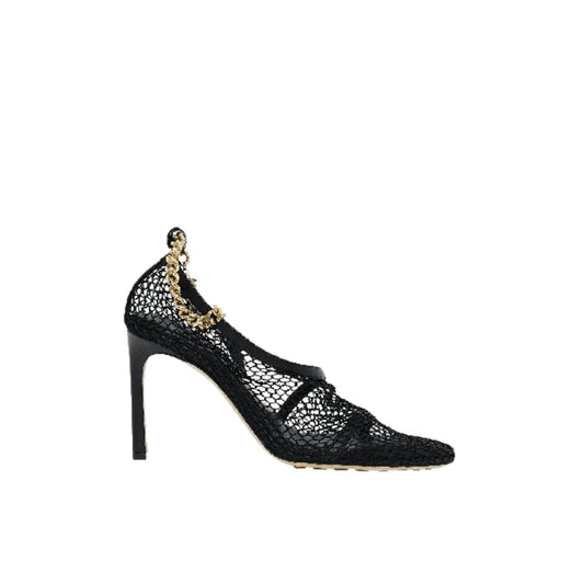 Bottega Veneta Chain-Trimmed Mesh Sandals 37 Black,Gold