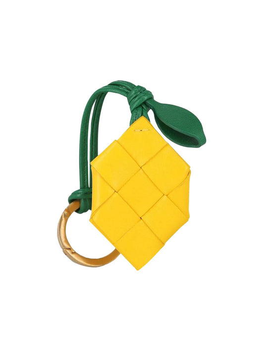 Bottega Veneta Lemon Leather Keyring Yellow