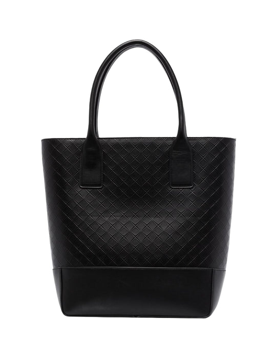 Bottega Veneta Intrecciato Embossed Leather Tote Bag ONE SIZE Black