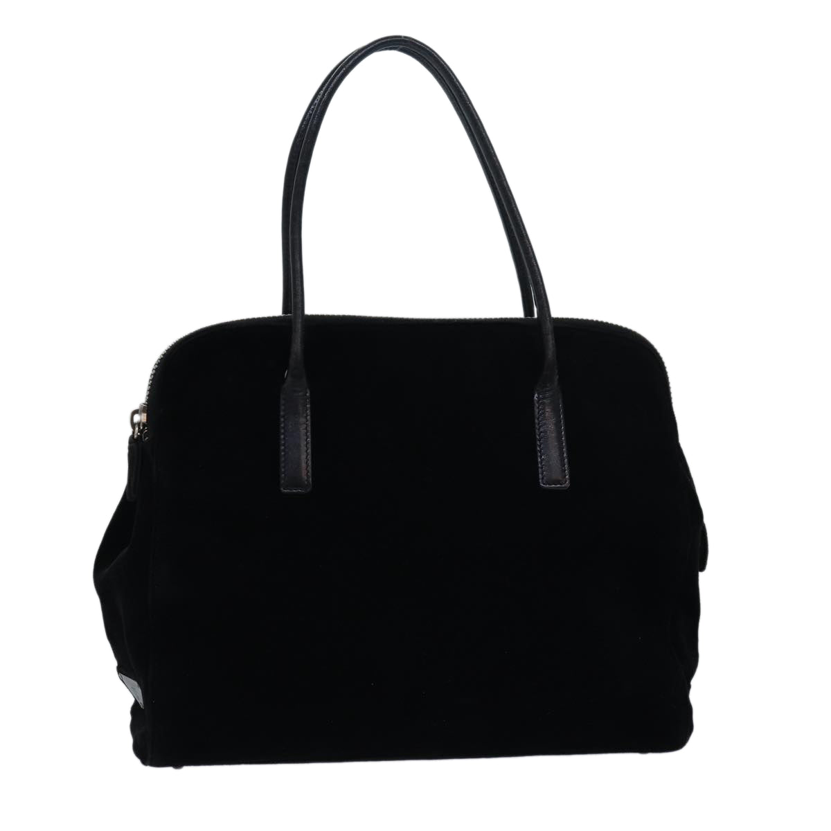 PRADA Hand Bag Suede Black  80944