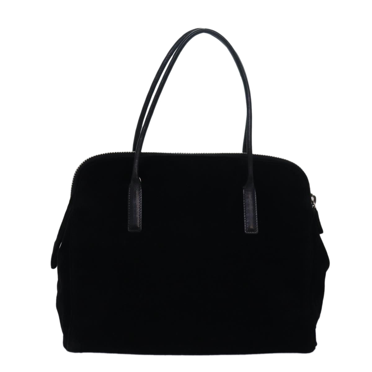 PRADA Hand Bag Suede Black  80944