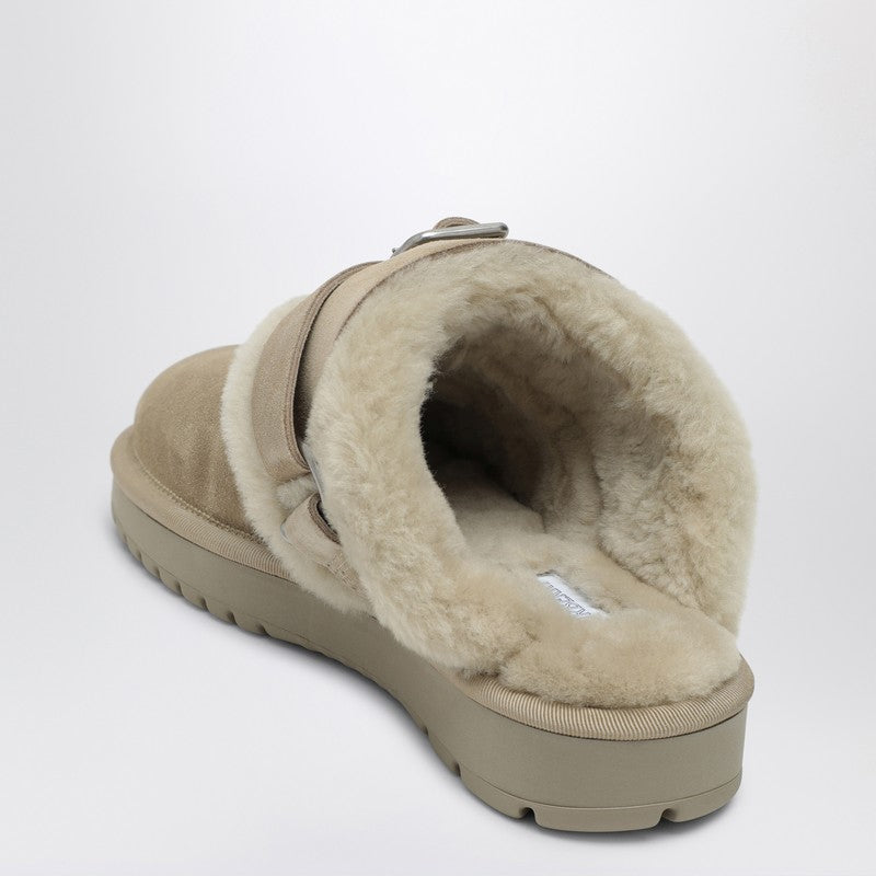 Burberry Chubby Mule In Suede And Beige Shearling Women