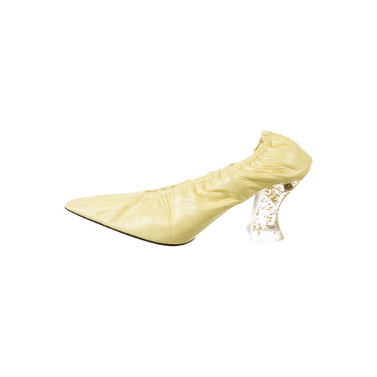 Bottega Veneta Glitter Heel Leather Pumps 41 Yellow