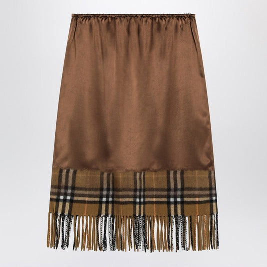 Burberry Satin Skirt With Check Panel Women