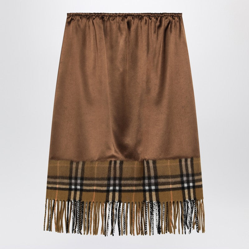 Burberry Satin Skirt With Check Panel Women