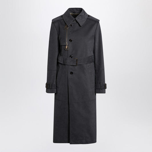 Burberry Long Ash-Coloured Cotton And Nylon Trench Coat Women
