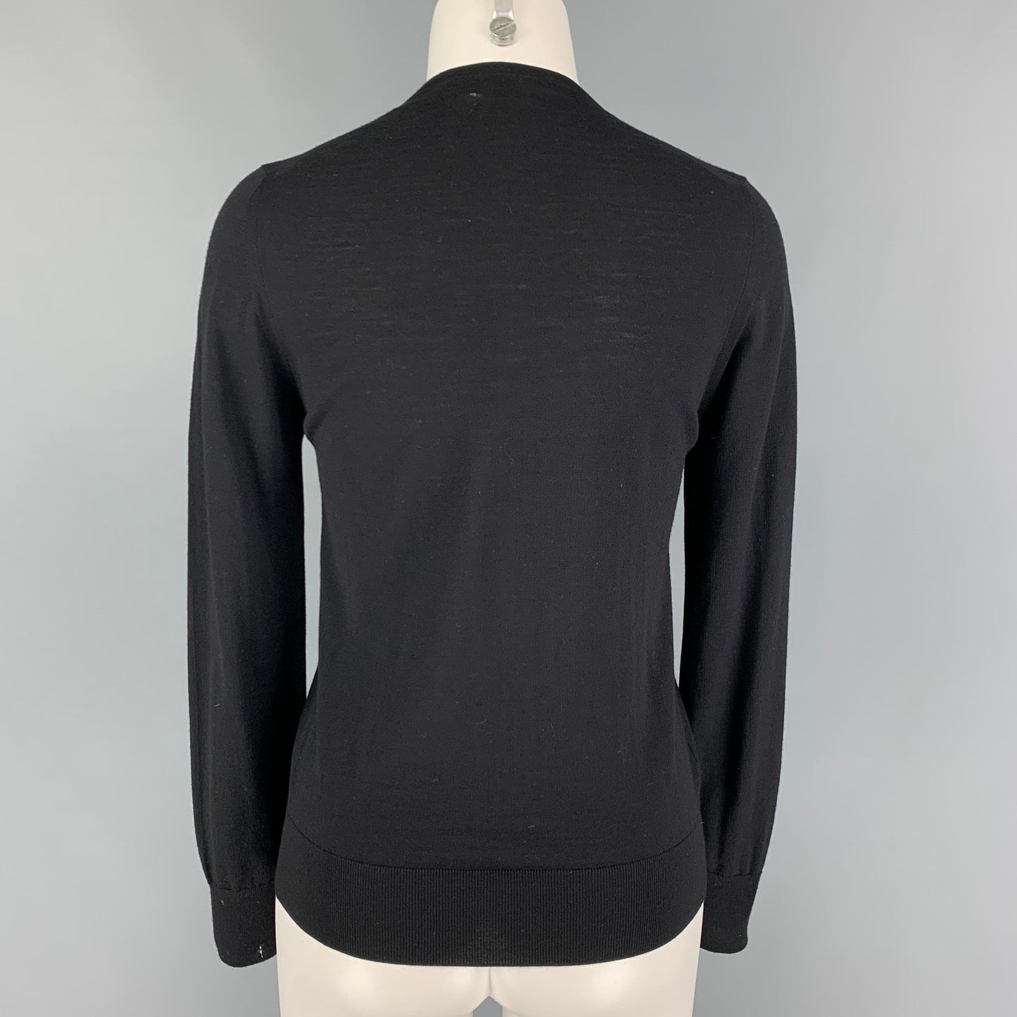 PRADA Size 2 Black Wool Long Sleeve Cardigan