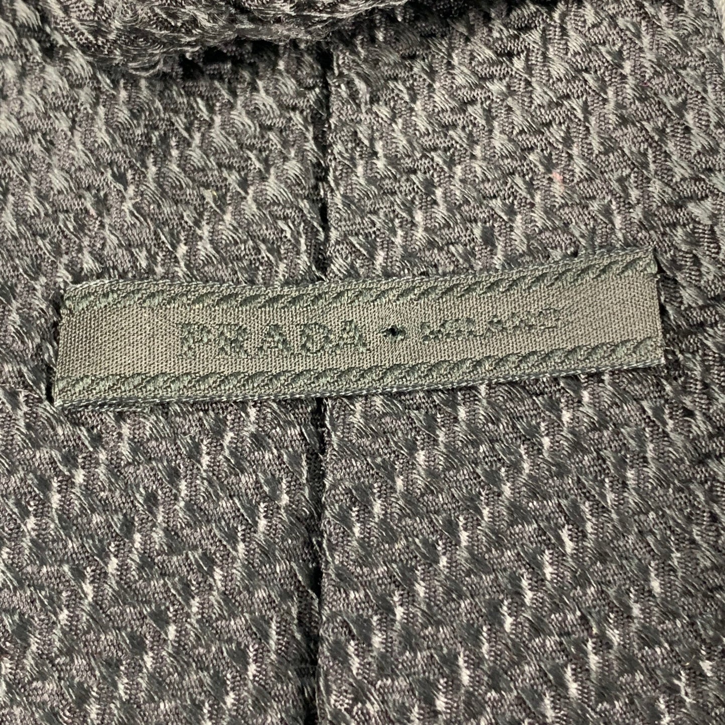 PRADA Black Textured Silk Tie