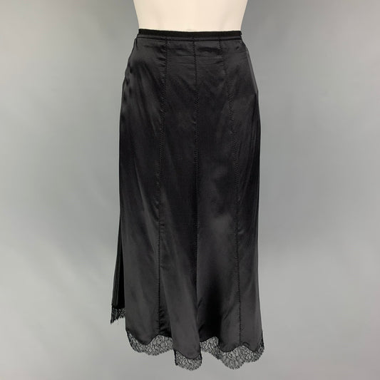 PRADA Size 4 Black Silk Tulip Skirt