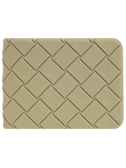 Bottega Veneta Intrecciato Rubber Half Wallet Light Khaki