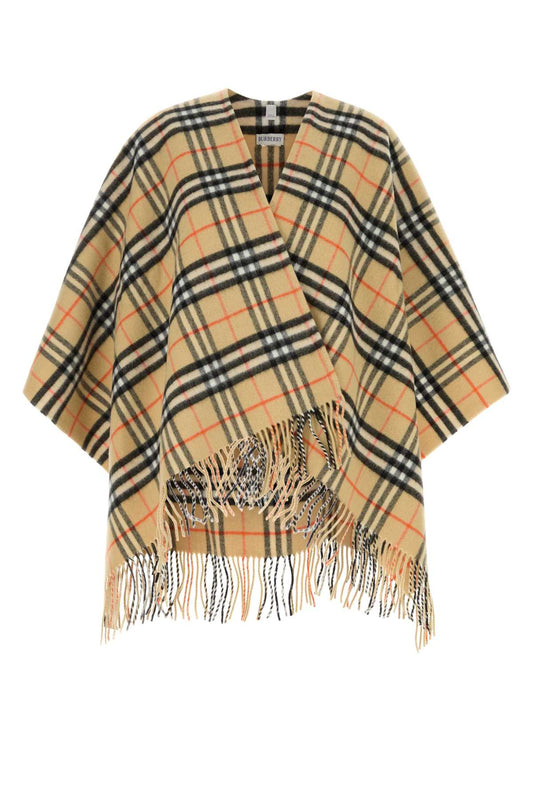 BURBERRY Checked Embroidered Wool Blend Cape for Women