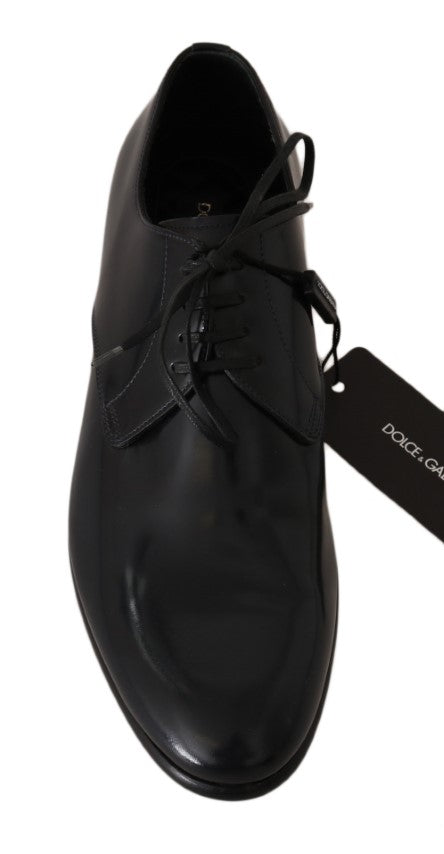 Dolce & Gabbana Blue Leather Polished Dress Derby Men's Shoes