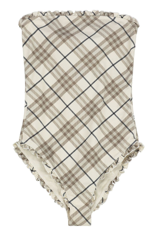 BURBERRY Printed One-Piece Swimsuit with Ruffled Trims