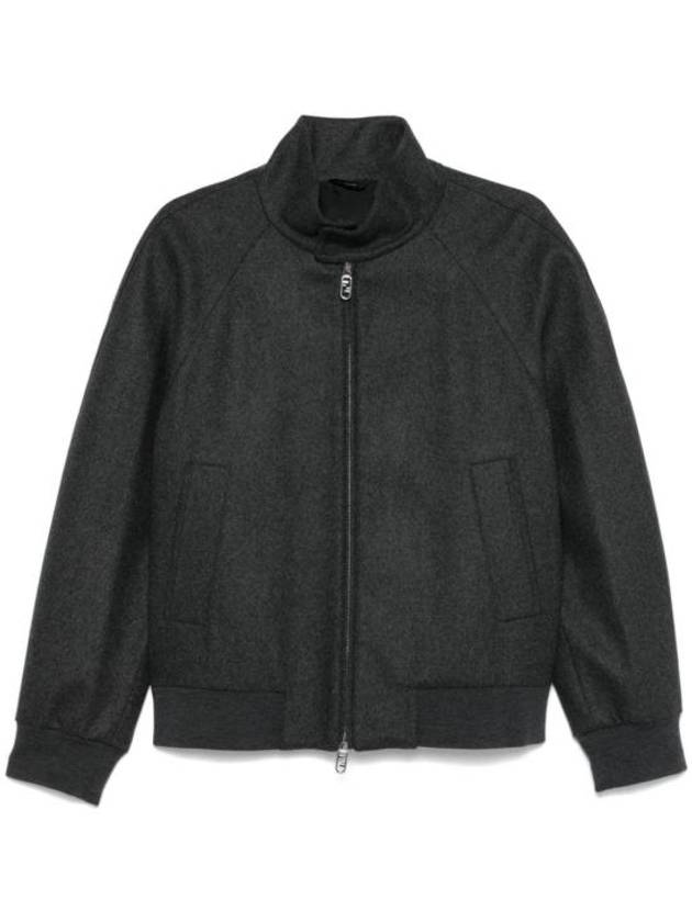 Fendi High Neck Cashmere Bomber Jacket Grey