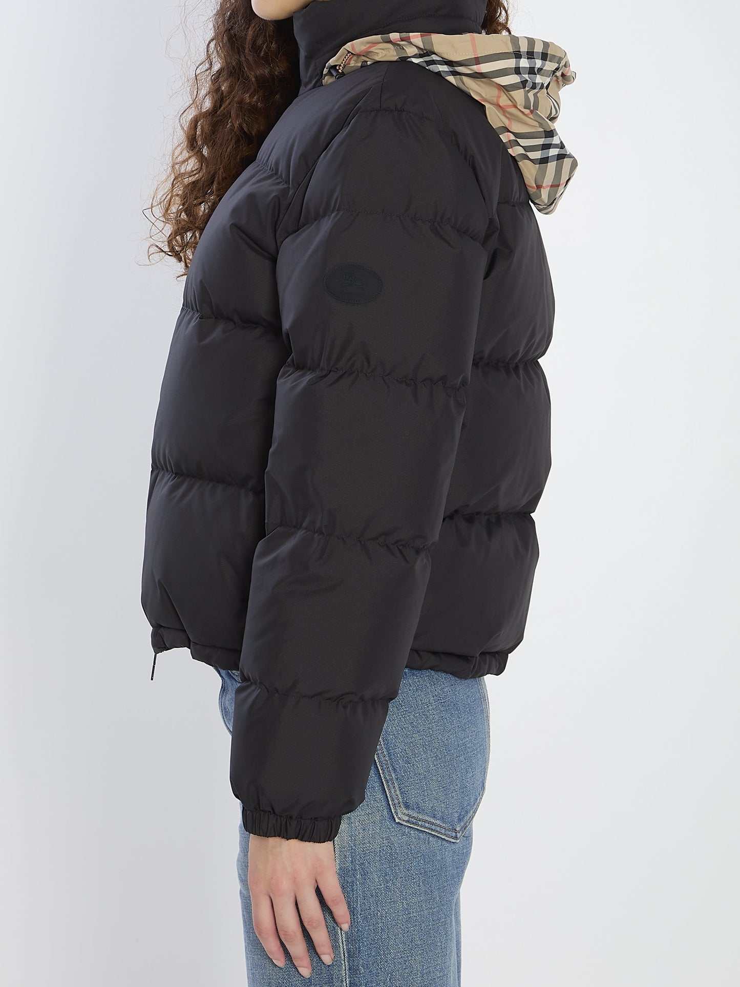 BURBERRY Women's Cropped Puffer Jacket with Concealed Hood