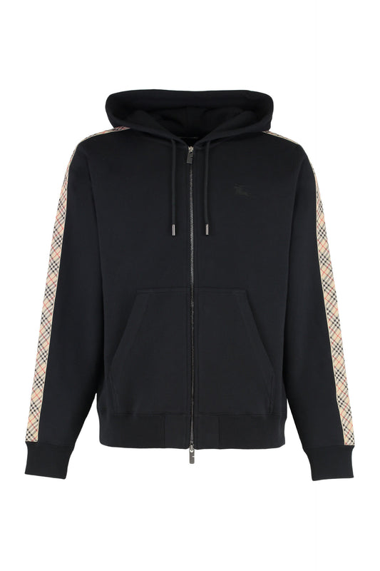 BURBERRY Men's Full Zip Hoodie with Contrast Side Stripes