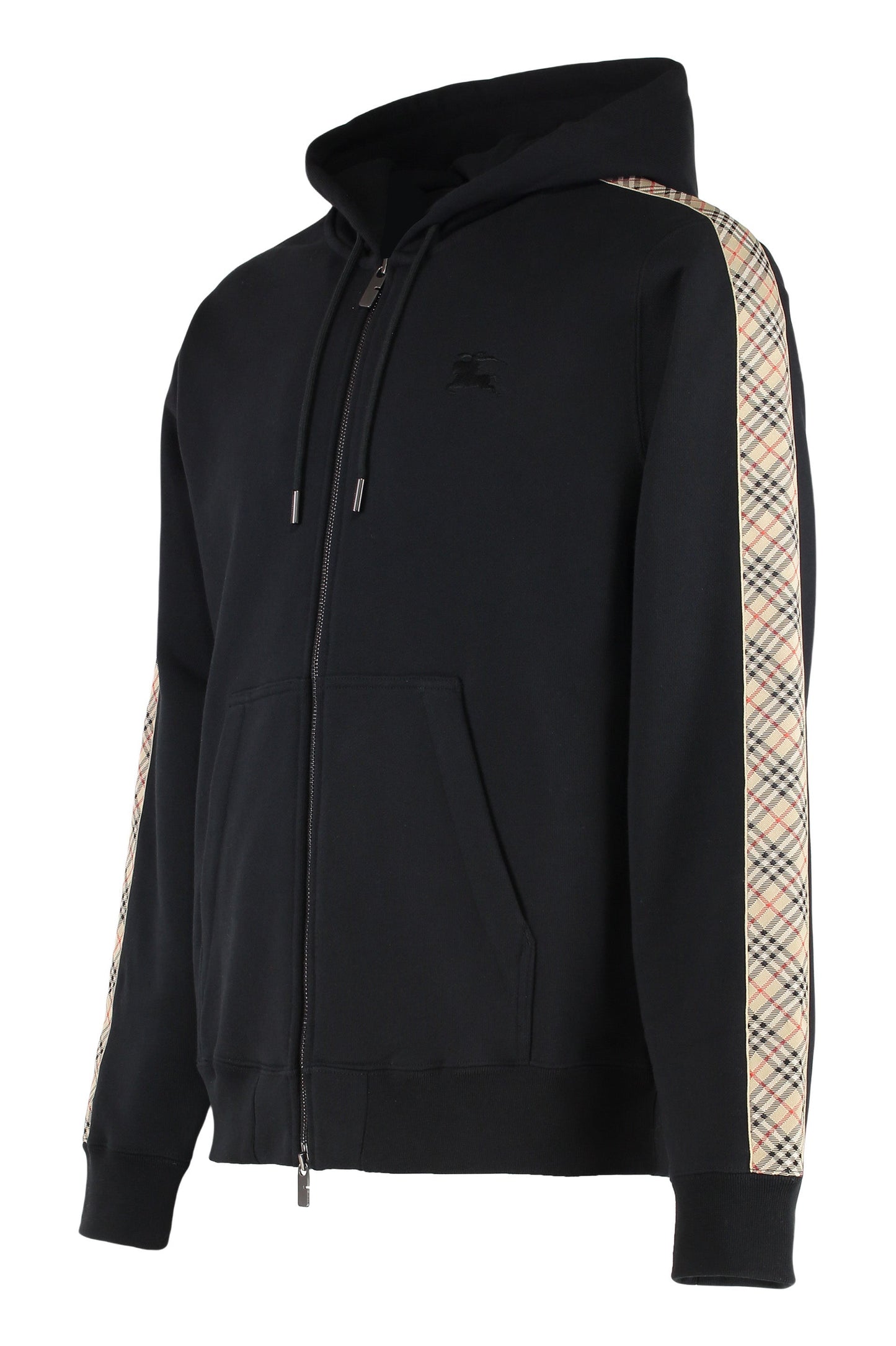 BURBERRY Men's Full Zip Hoodie with Contrast Side Stripes