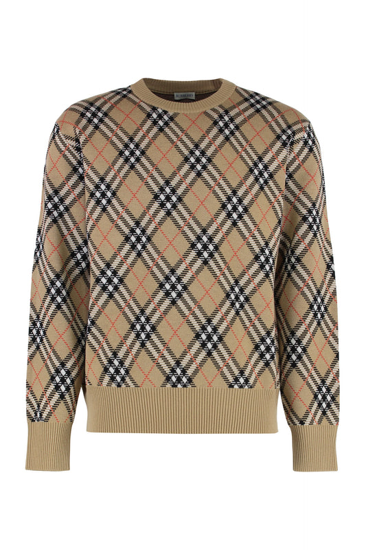 BURBERRY Vintage Check Knit Wool Pullover for Men - Size Available