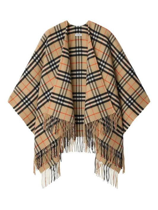 BURBERRY Elegant Check Wool Cashmere Cape