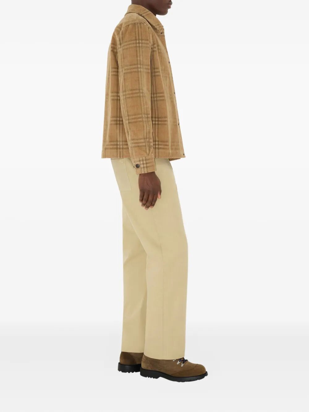 BURBERRY Check Patterned Corduroy Overshirt for Men - FW25