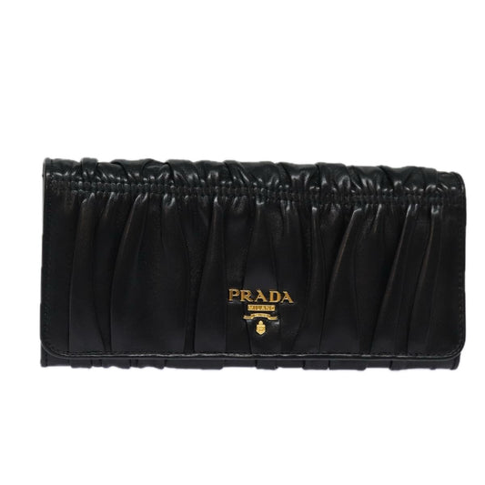 PRADA Long Wallet Leather Black  81143