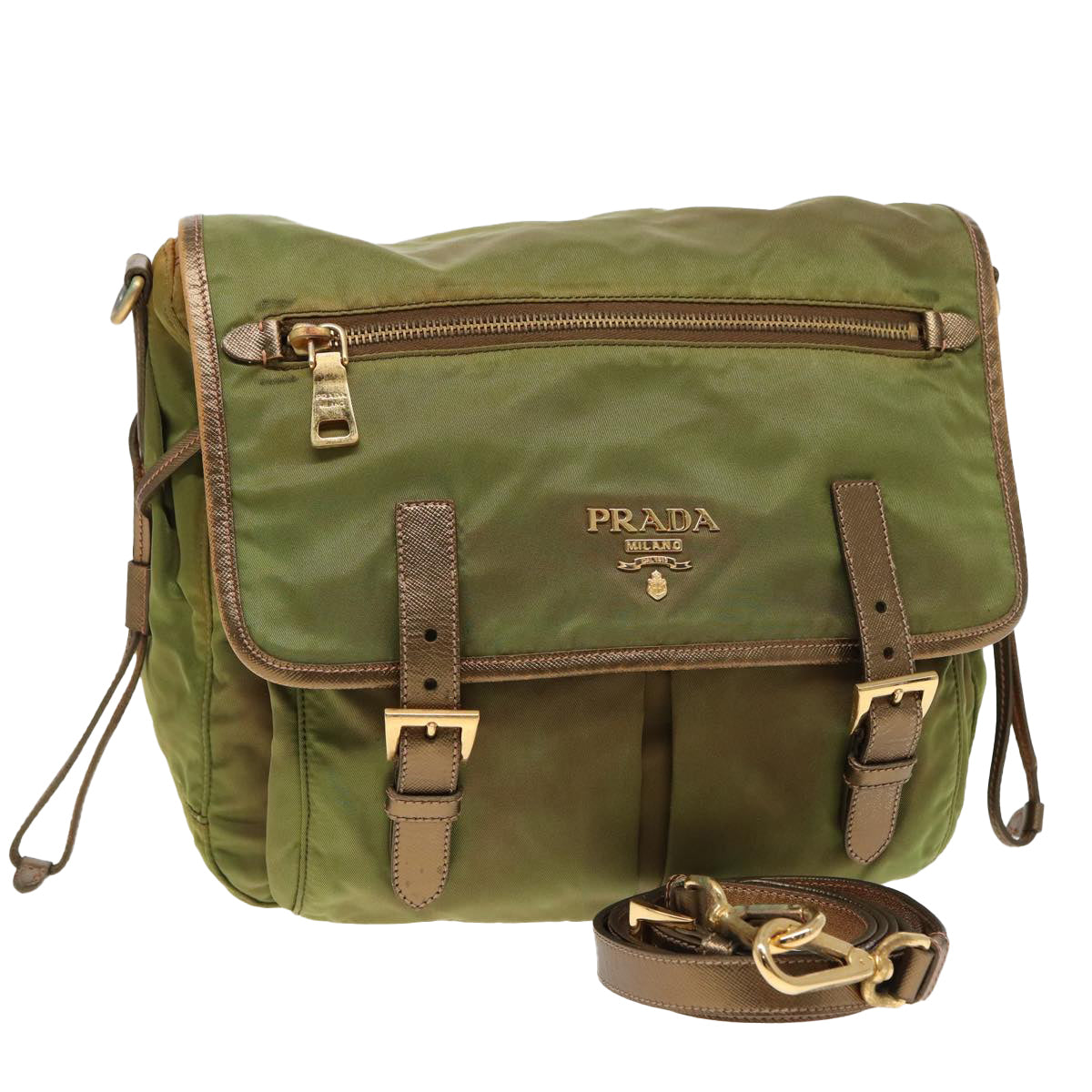 PRADA Shoulder Bag Nylon Khaki  81174