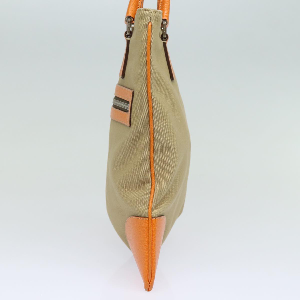 PRADA Hand Bag Canvas Orange Beige  81185