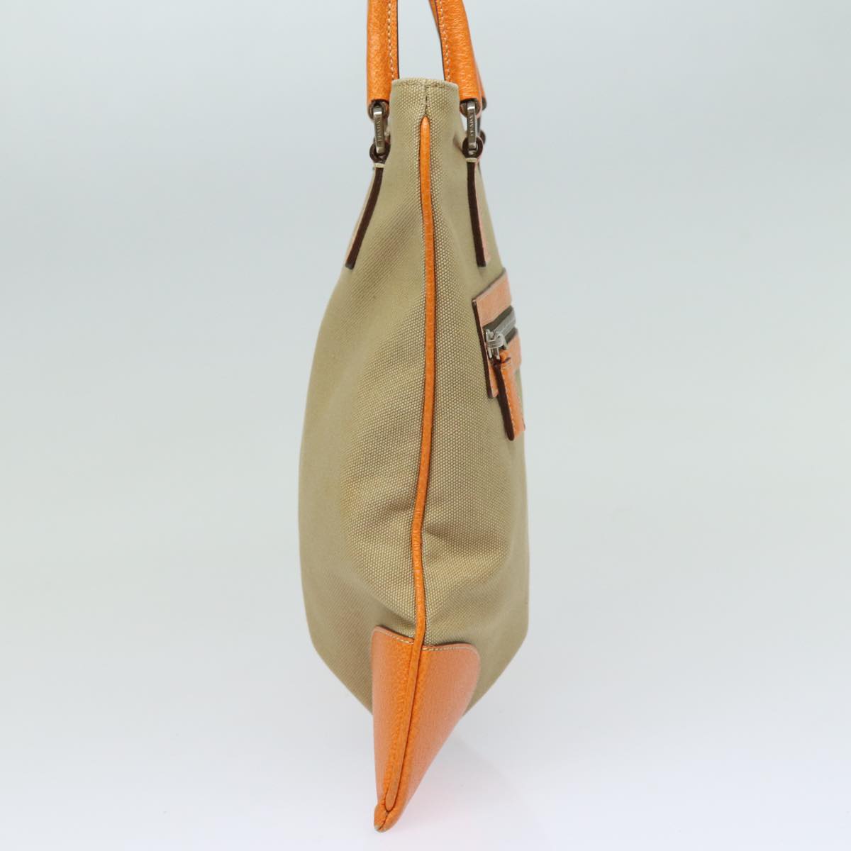 PRADA Hand Bag Canvas Orange Beige  81185