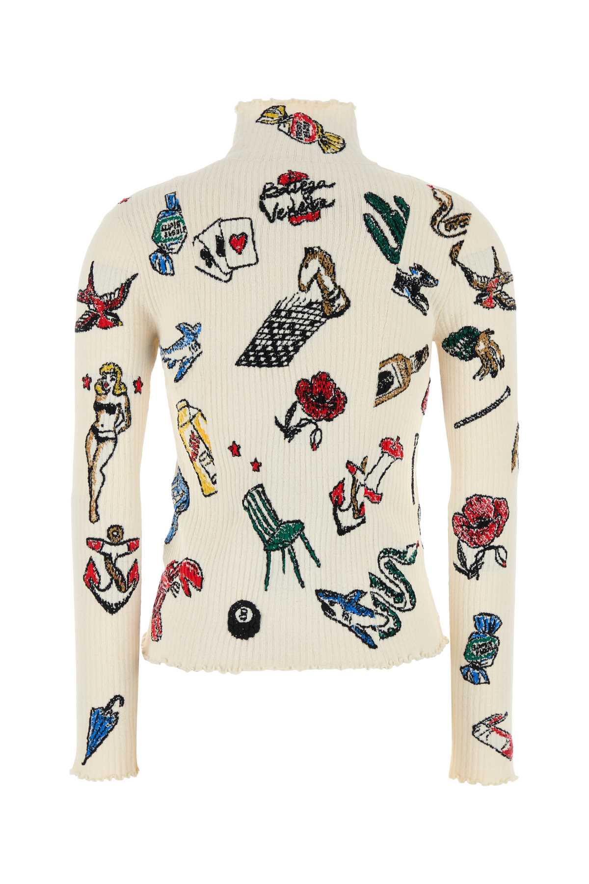 BOTTEGA VENETA Embroidered Stretch Wool Blend Polo Jumper