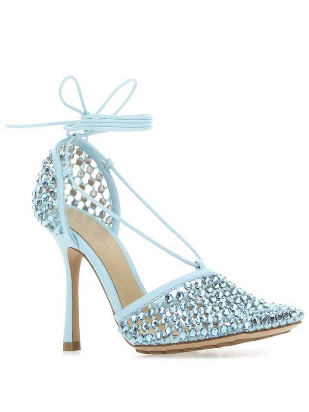 Bottega Veneta LIGHT BLUE Pastel light blue mesh Stretch sandals 667206V0GU1 4545