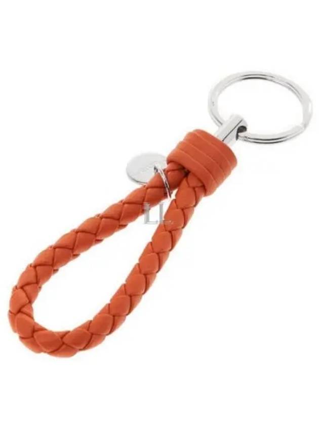 Bottega Veneta Intrecciato Weaving Key Holder Orange