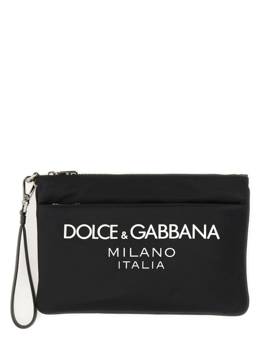 Dolce & Gabbana Men Pouch With Rubberized Logo