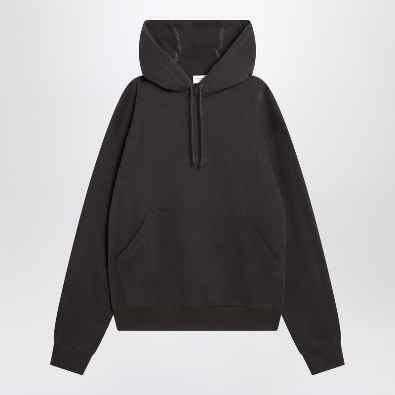Saint Laurent Gray Hoodie With Logo Men