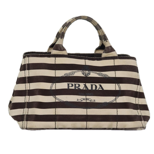 PRADA Canapa MM Hand Bag Canvas Brown  81872