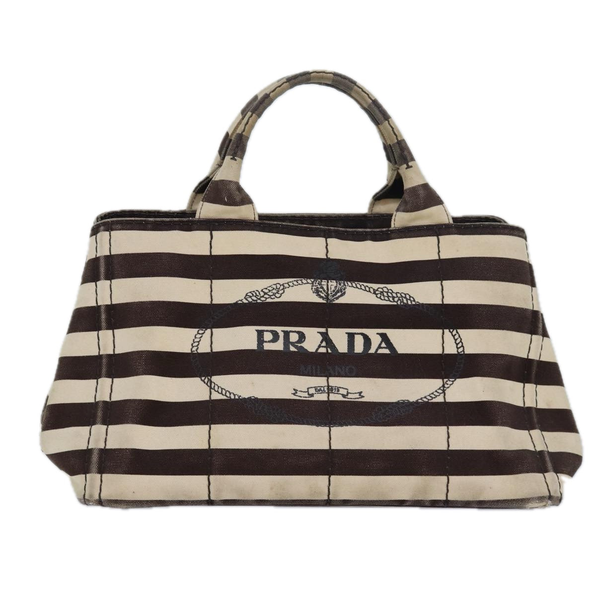 PRADA Canapa MM Hand Bag Canvas Brown  81872