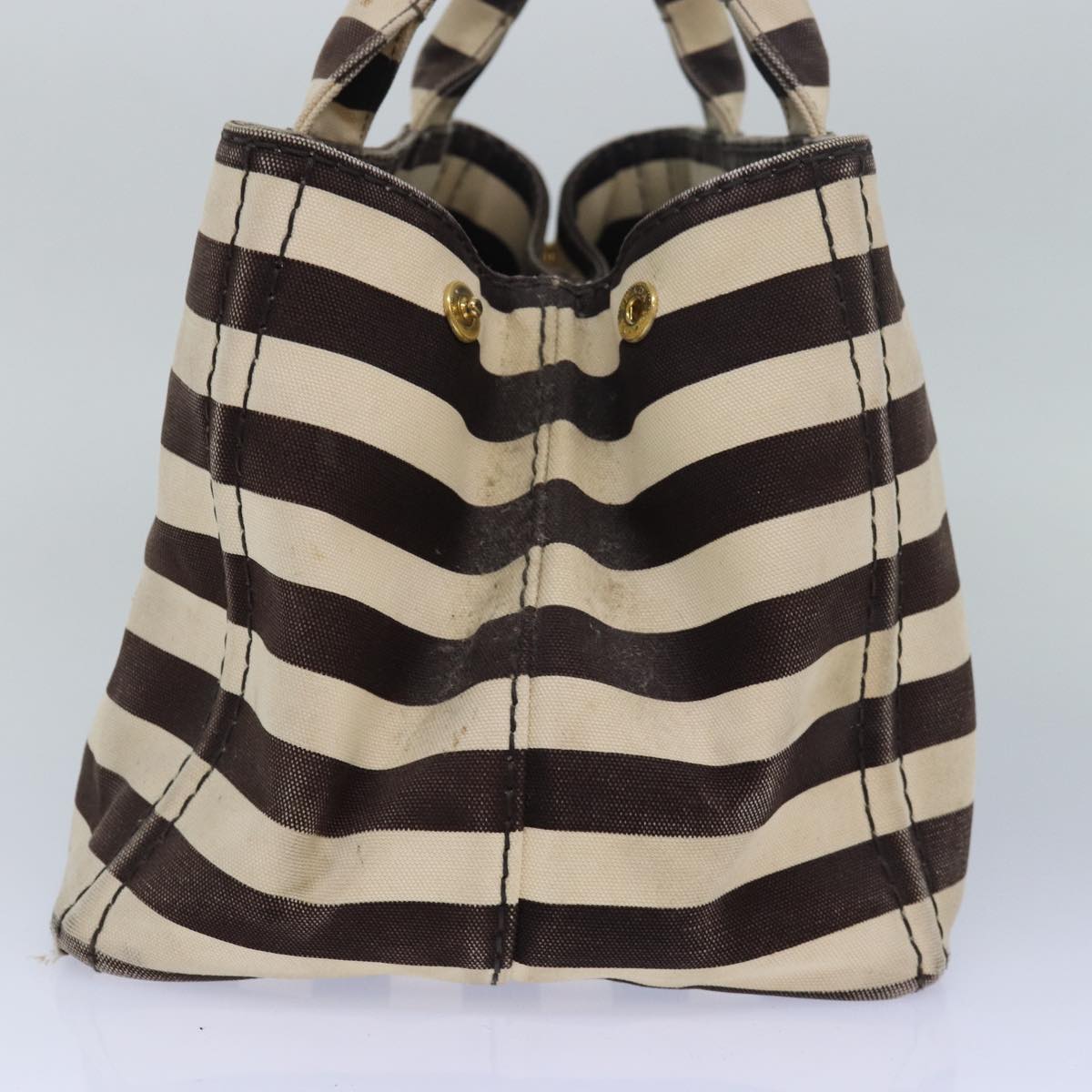 PRADA Canapa MM Hand Bag Canvas Brown  81872