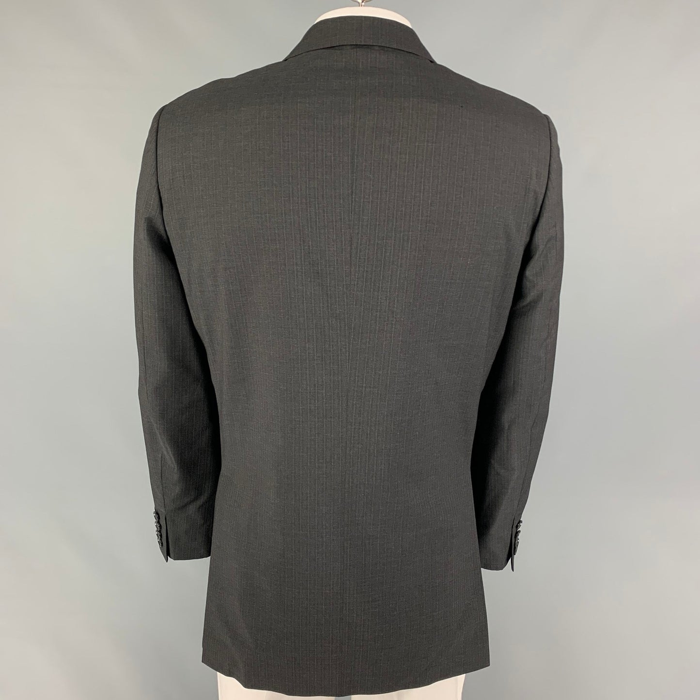 DOLCE & GABBANA Size 46 Charcoal Pinstripe Virgin Wool Sport Coat