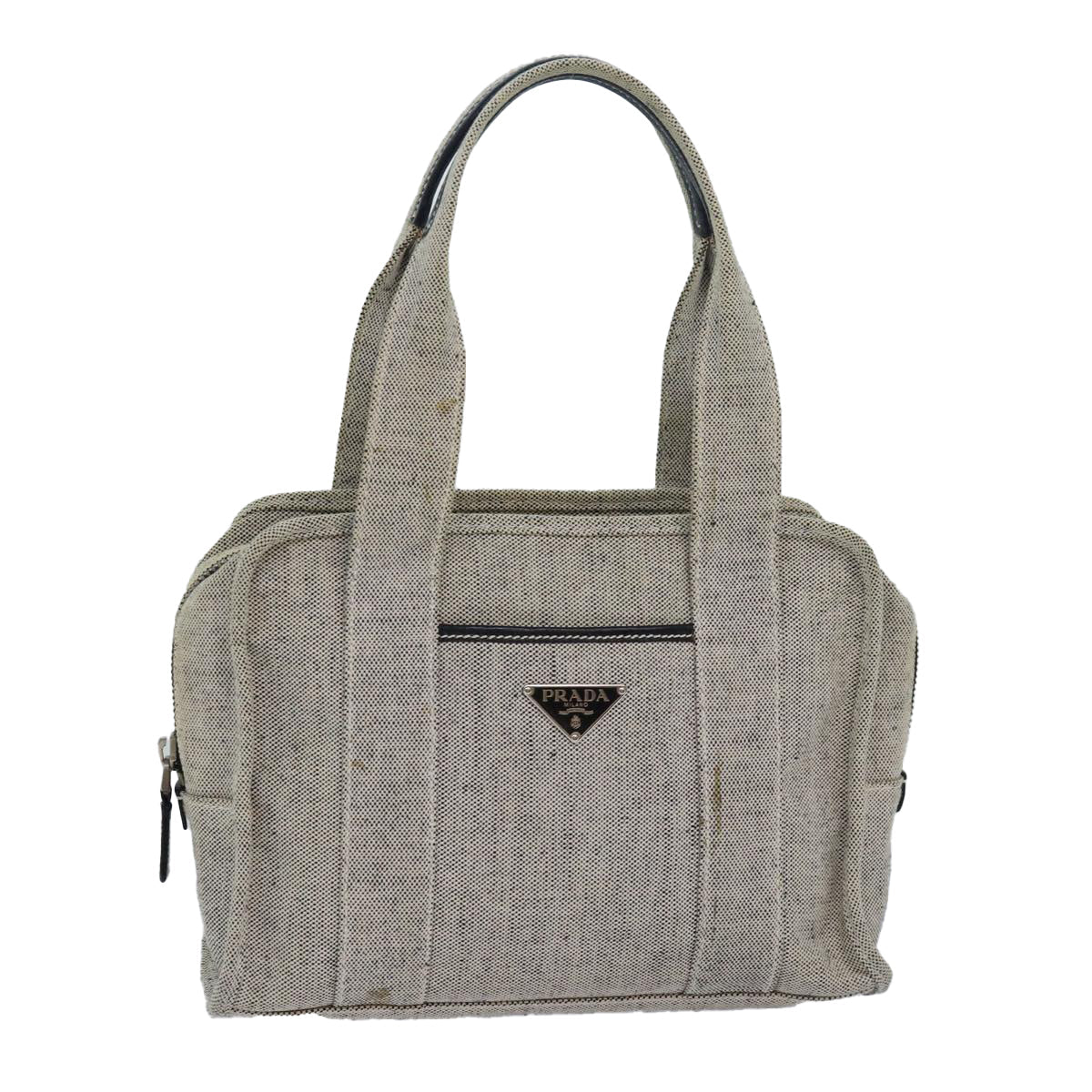 PRADA Hand Bag Canvas Gray  82074