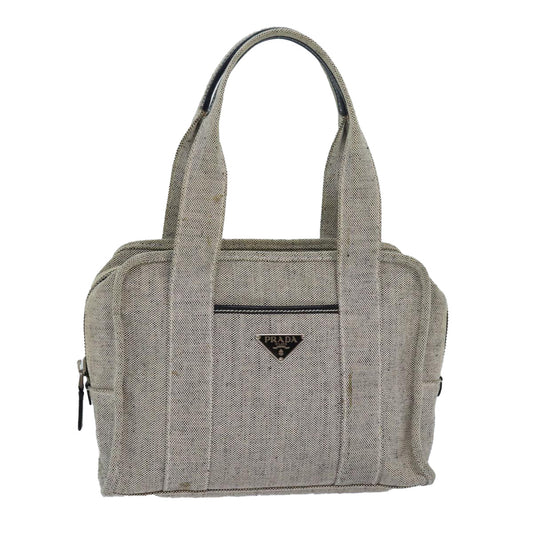PRADA Hand Bag Canvas Gray  82074